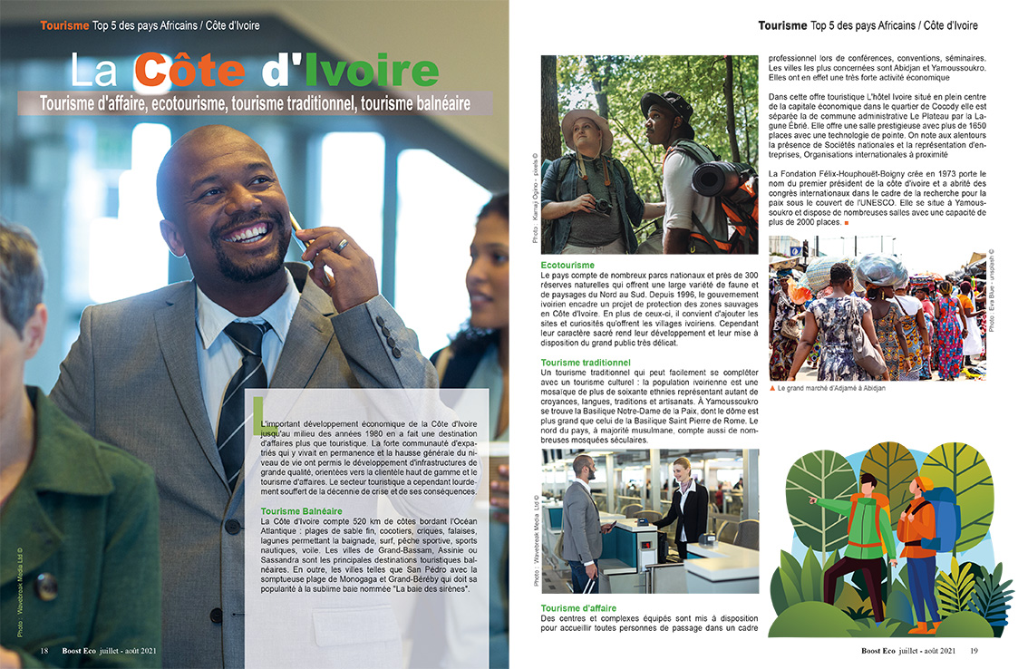 Côte d'Ivoire, Boost Eco magazine juillet-août 2021 pages 18-19